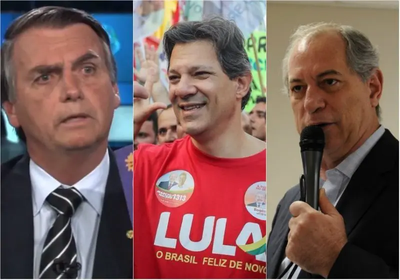 Bolsonaro, Haddad e Ciro: Candidatos a presidente à frente (fotos divulgação)