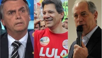 Bolsonaro, Haddad e Ciro: Candidatos a presidente à frente (fotos divulgação)