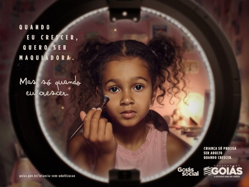 Campanha publicitária do Governo de Goiás alerta sobre adultização de crianças