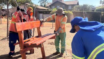 Comurg instala quase 1,8 mil bancos de madeira em praças de Goiânia em 2025